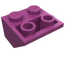 Brick Sloped Inverted 45° 2 x 2 [Ovoid Bottom Pin, Bar-sized Stud Holes] / Magenta
