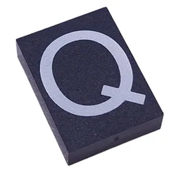 Modulex Tile 3 x 4 with White 'Q' Print, without Internal Supports / Modulex Tile Blue