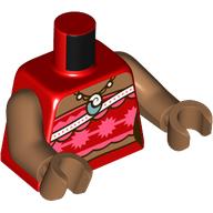 Lego Torso, Dress, Bright Pink Decorations, White Strap, Seashell Necklace print Medium Nougat Arms, Medium Nougat Hands / Red
