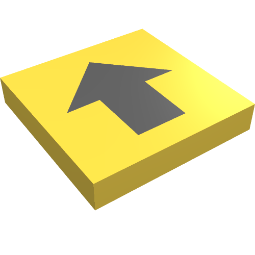 Lego Tile 2 x 2 with Black Wide Arrow Print / Yellow