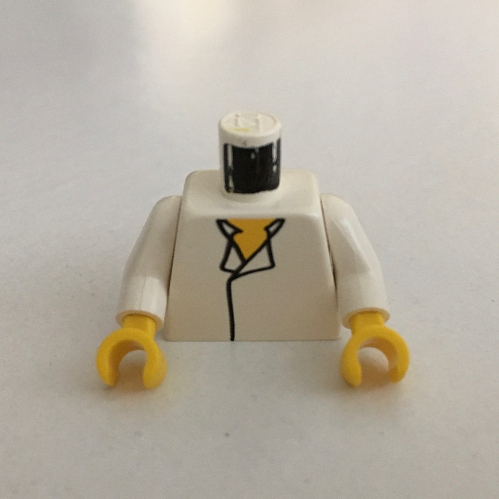 Lego Torso Shirt Open Collar, Yellow Chest Print (Han Solo), White Arms, Yellow Hands / White