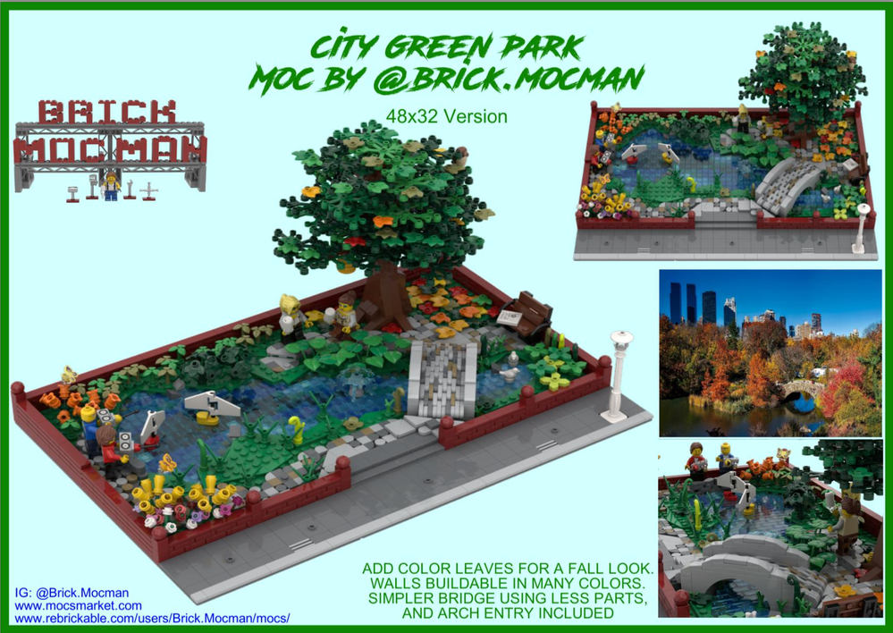 Lego City Green - Central Park & Pond - 48x32 Baseplate