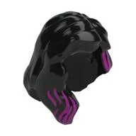 Hair Mid-Length with Part over Right Shoulder and Magenta Highlights Print / Black