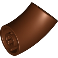 Lego Brick Round 2 x 2 D. Tube with 45° Elbow and Axle Holes (Crossholes) at Each End [SHORT] / Reddish Brown