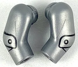 Arm, (Matching Left and Right) Pair with Elbow Joint Panels Pattern / Flat Silver