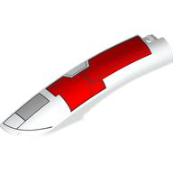 Lego Brick Round, Curved 10 x 2 x 2 with Rounded End Left with Red Armor Plating print
