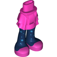 Lego Minidoll Hips and Layered Skirt with Dark Blue Tights, Dark Pink Shoes / Dark Pink