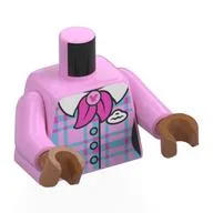 Torso, Medium Blue/Dark Pink Plaid Shirt, White Collar, Dark Pink Scarf, White Name Badge Print, Bright Pink Arms, Sienna Brown Hands / Bright Pink