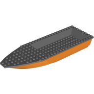 Lego Boat 28 x 8 with Dark Bluish Gray Top [Complete Assembly] / Orange