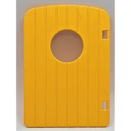 Duplo Door 1 x 4 x 4 with Porthole and 7 Vertical Grooves / Yellow