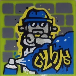 Tile 2 x 2 with Graffiti Artwork Print (43112-1) / Lime