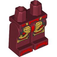 Lego Hips and Dark Red Legs with Iron Man Armor, Red Belt, Gold Plating print