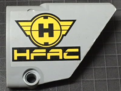 Lego Technic, Panel Fairing #14 Large Short Smooth, Side B with Black and Yellow Hero Factory Symbol and 'HFAC' Pattern (Sticker) - Set 7160