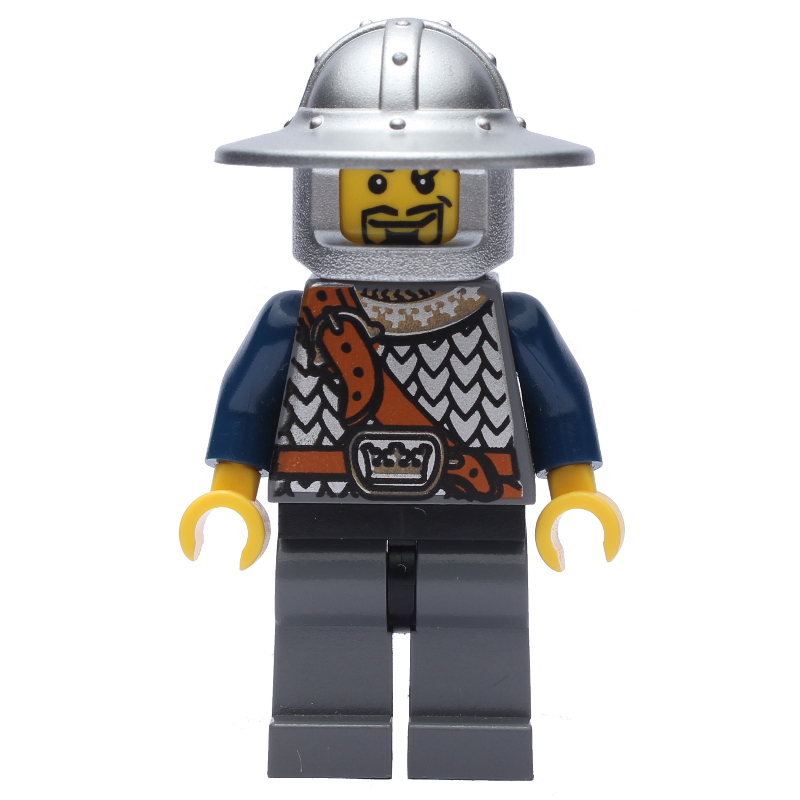Lego Knight, Dark Blue, Wide Brim Helmet, Goatee Beard