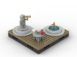 Modular Park/Garden - bird bath, statue of astronomer and well with small statue