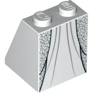 Brick Sloped 65° 2 x 2 x 2 with Layered Dress with Metallic Silver Print / White