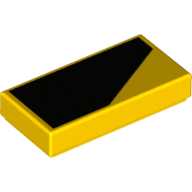 Lego Tile 1 x 2 with Black Wedge-shaped/Thick Stripe print for Left Side of Model