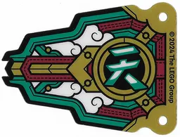 Flag, Right, Two Holes, Gold, Dark Red, Silver, and Dark Turquoise Panels Print