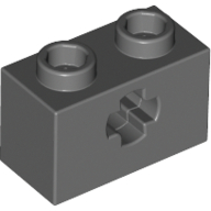 Lego Technic Brick 1 x 2 with Axle Hole Type 1 [+ Opening] and Bottom Pin / Dark Bluish Gray