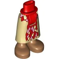Minidoll Hips and Skirt with Ankles Tan, Red, and Pink Leaves Print / Tan
