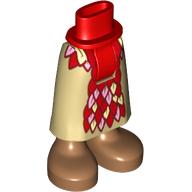 Lego Minidoll Hips and Skirt with Ankles Tan, Red, and Pink Leaves Print / Tan