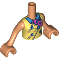 Lego Minidoll Torso Girl with Bright Light Yellow Vest, Tie, Flower, Blue Shirt, Nougat Arms / Nougat