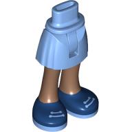 Lego Minidoll Hips and Short Skirt with Medium Brown Legs, Dark Blue/Medium Blue Shoes print [Thin Hinge] / Medium Blue