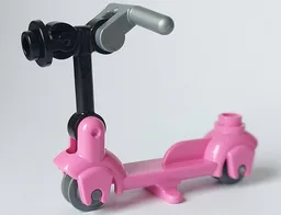 Kick Scooter with Dark Bluish Gray Wheels, Black Steering Link and Round Plate, and Flat Silver Handlebars (36273 / 3464 / 3628 / 79194 / 30031)