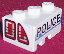Lego Wedge 3 x 2 Right with Taillights and 'POLICE' on White/Blue Background Pattern (Stickers) - Set 8230
