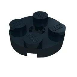 Plate Round 2 x 2 with Axle Hole Type 2 (X Opening) / Black