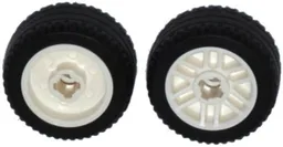 Wheel 14mm D. x 9.9mm with Center Groove, Fake Bolts and 6 Double Spokes with Black Tire 21 X 9.9 (11208 / 11209) / White