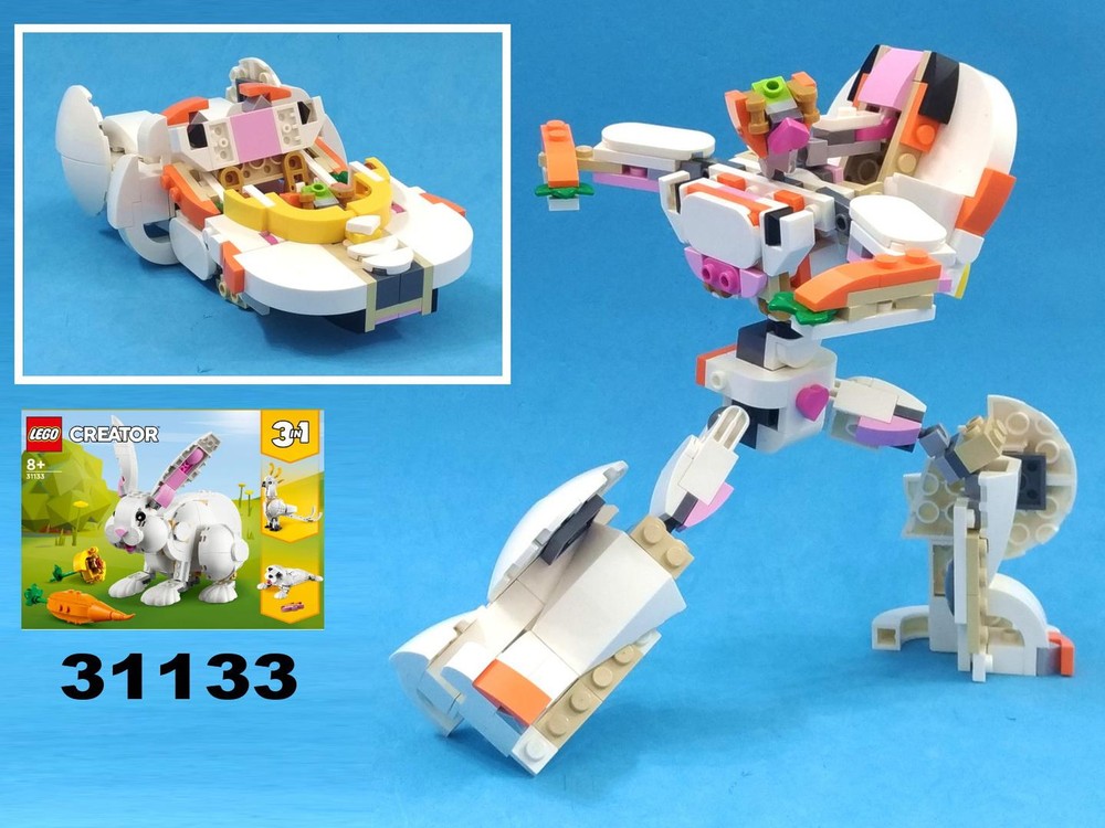 Lego Transformer Hovercar using LEGO Creator 31133: White Rabbit