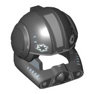 Lego Helmet Clone Pilot with Open Visor and Sand Blue and Medium Blue Markings Print / Black