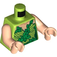 Torso, Dress with Plant Foliage, and Light Nougat Neck Print, Light Nougat Arms and Hands / Lime