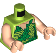 Lego Torso Dress with Plant Foliage, and Light Nougat Neck Print, Light Nougat Arms and Hands / Lime