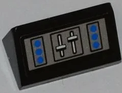 Slope 30 1 x 2 x 2/3 with Blue Buttons and Levers Pattern (Sticker) - Set 7287