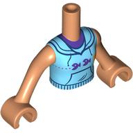 Lego Minidoll Torso Girl with Dark Azure Hoodie, Pockets, Dark Purple/Orange Pixelated Fish print, Nougat Arms and Hands / Nougat
