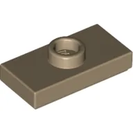 Plate Special 1 x 2 with 1 Stud with Groove and Inside Stud Holder (Jumper) / Dark Tan