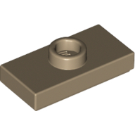 Lego Plate Special 1 x 2 with 1 Stud with Groove and Inside Stud Holder (Jumper) / Dark Tan
