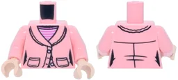 Torso Female Jacket with Black Trim and Pockets over Dark Pink and Bright Pink Striped Shirt Pattern / Warm Pink Arms / Light Nougat Hands / Warm Pink