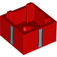 Lego Container Box 2 x 2 x 1 with Medium Blue Ribbon (Present) print / Red