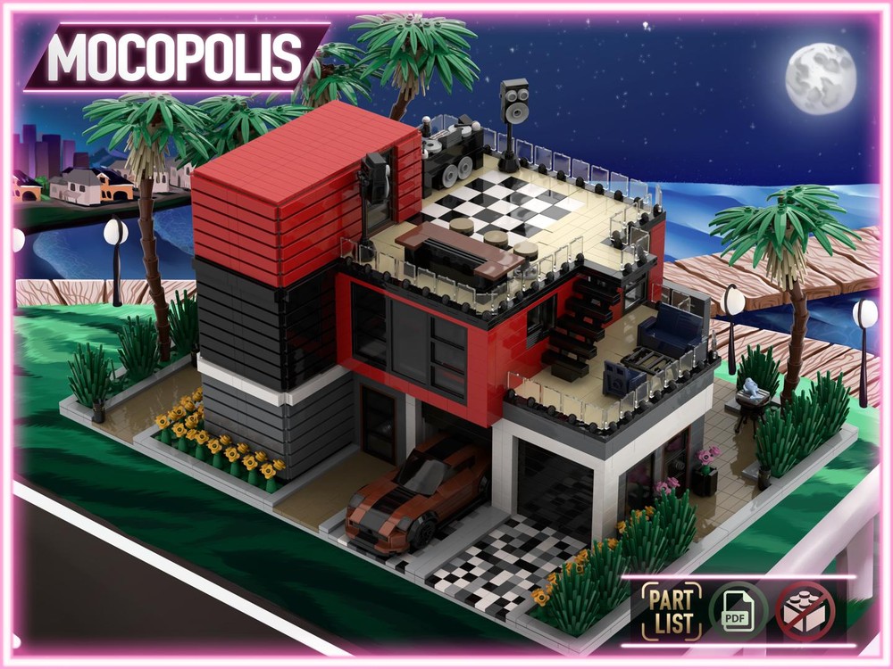 LEGO MOC Modern Custom House #2 (High Tech) | PDF instructions (NO PARTS)