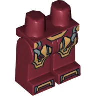 Hips and Dark Red Legs with Iron Man Gold and Silver Knee Plates, Boots and Belt Print / Dark Red