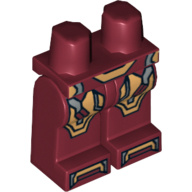 Lego Hips and Dark Red Legs with Iron Man Gold and Silver Knee Plates, Boots and Belt Print / Dark Red