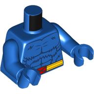 Lego Torso, Dark Blue Fur, Yellow Belt, Red Belt Buckle with X print, Blue Arms and Hands / Blue