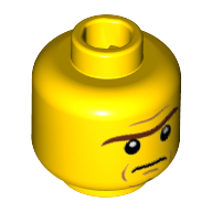 Lego Minifig Head President Business, Dual Sided, Unibrow, White Pupils and Age Lines Neutral / Angry Print [Hollow Stud] / Yellow