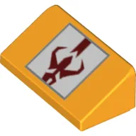 Brick Sloped 30° 1 x 2 x 2/3 with Red Symbol Boba Fett Print / Bright Light Orange