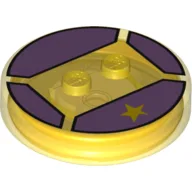 Function Brick Round 4 x 4 x 2/3 with 2 Studs and Yellow Star on Medium Lavender Background Print / Trans-Yellow