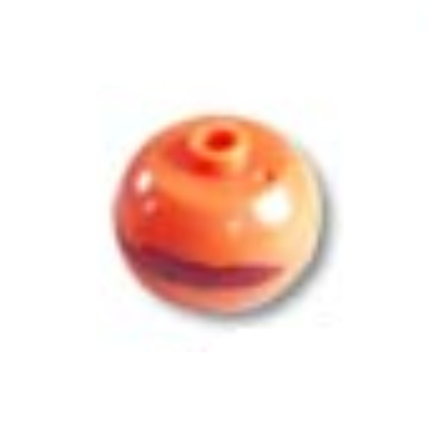 Lego Pen Bead, Round Orb with Red Line Print / Orange