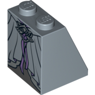 Lego Brick Sloped 65° 2 x 2 x 2 with Bottom Tube with Dress with Pink Ribbon and Silver Elven Clasp Print / Sand Blue